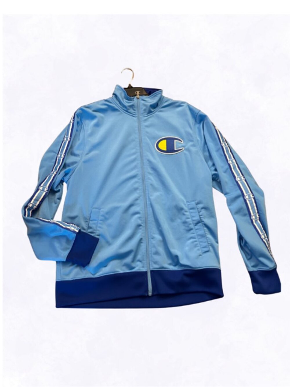 Champion Baby Blue Track Jacket Mens Large